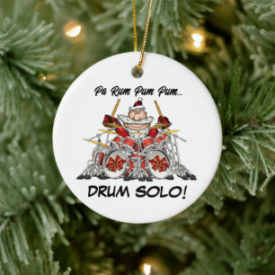 Funny Drummer Santa Rock & Roll Weihnachtsmusiker Keramik Ornament