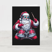 Funny Drummer Santa Xmas Santa Playing Drums Karte (Vorderseite)