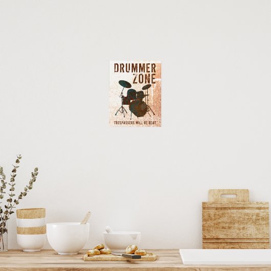 Funny Drummer Zone Drum Kit Music Drummer Poster (Küche)