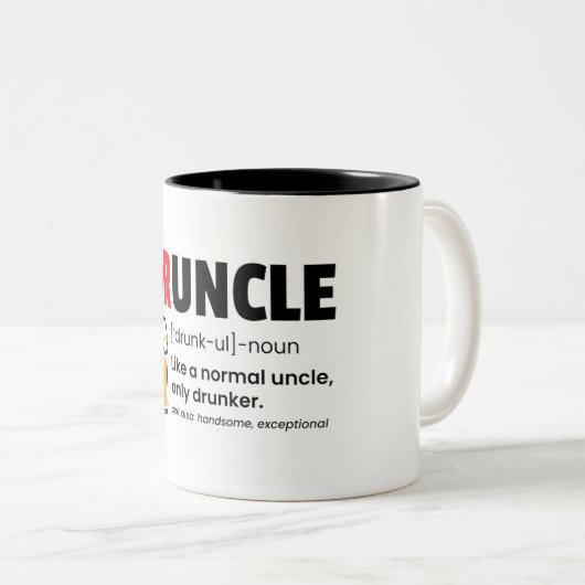 "Funny Druncle"/Onkel-Definition Zweifarbige Tasse (VorderseiteRechts)