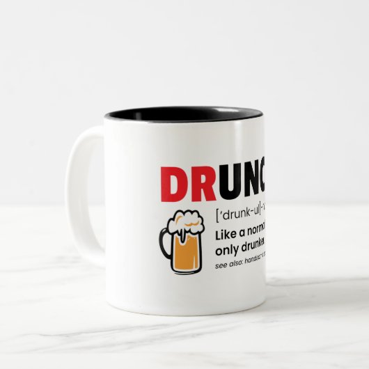 "Funny Druncle"/Onkel-Definition Zweifarbige Tasse (Vorderseite Links)