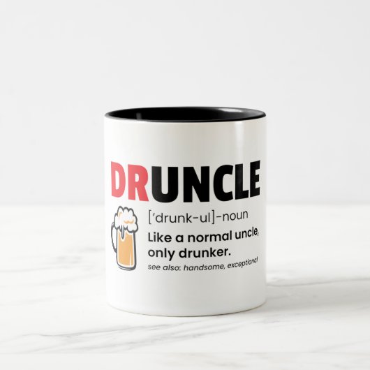 "Funny Druncle"/Onkel-Definition Zweifarbige Tasse (Mittel)