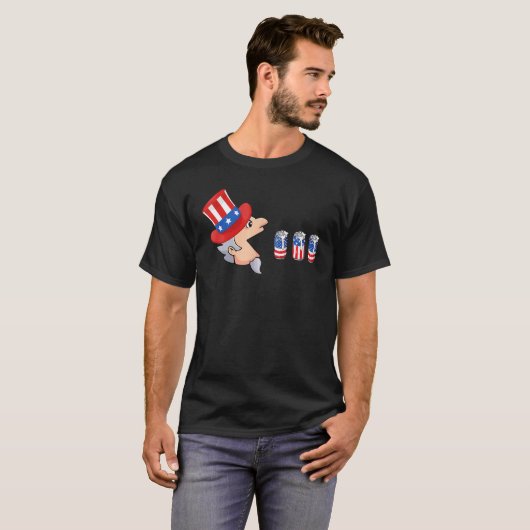 Funny Druncle Sam Uncle Sam Drinking Beer Indepede T-Shirt (Vorne ganz)