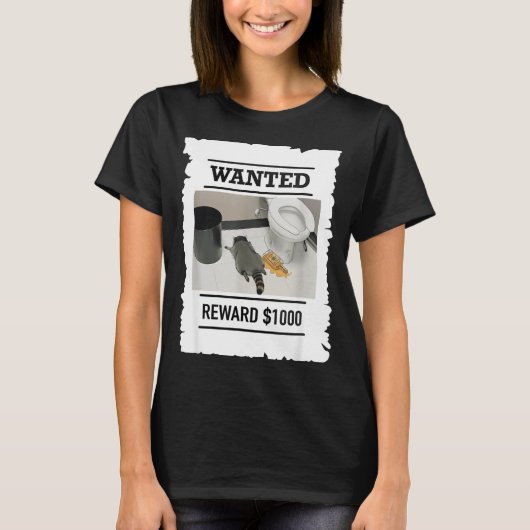 Funny Drunk Raccoon Wanted Reward $1000 Trash Pand T-Shirt (Vorderseite)