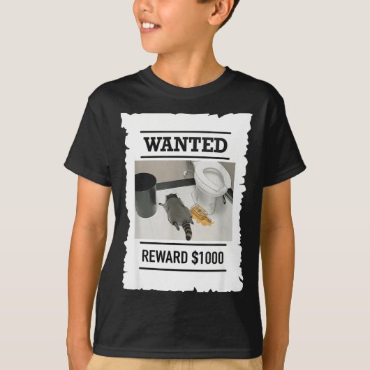 Funny Drunk Raccoon Wanted Reward $1000 Trash Pand T-Shirt (Vorderseite)