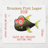 Funny Drunken Fish Custom Bier Label Bierflaschenetikett (Einzelnes Label)