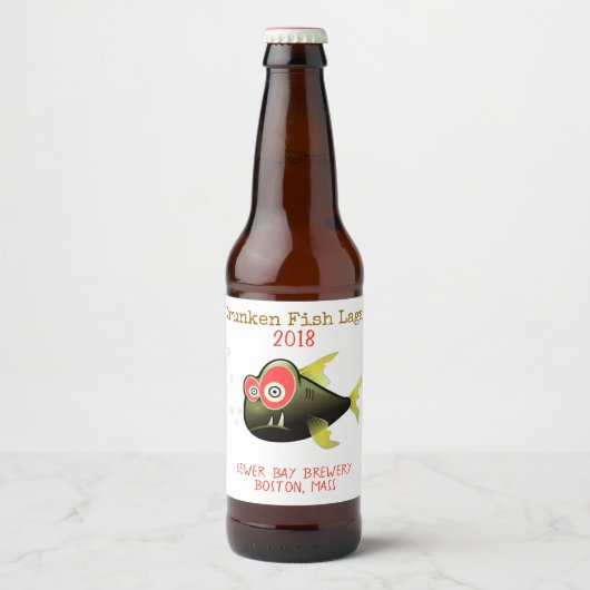 Funny Drunken Fish Custom Bier Label Bierflaschenetikett (Vorderseite)