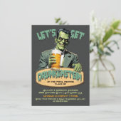 Funny Drunkenstein Frankenstein Halloween-Party Einladung (Stehend Vorderseite)