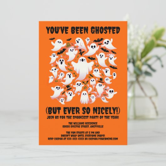 Funny, du bist gehostet worden! Gespenster Einladung (Stehend Vorderseite)