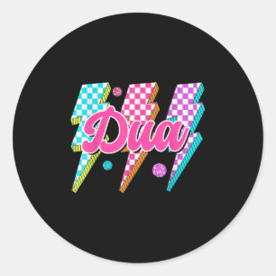 Funny Dua Blitz Checkered I Liebe in den 80er Jahr Runder Aufkleber