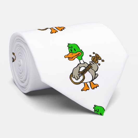Funny duce spielt Banjo | Hintergrundfarbe auswähl Krawatte (Gerollt)