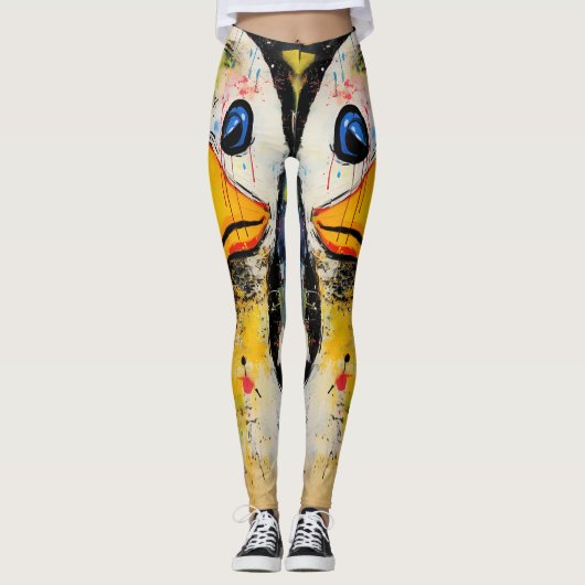 Funny Duck 90s Street Art Graffiti erschüttert Leggings (Vorderseite)
