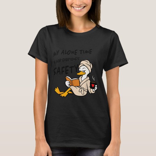 Funny duck alone time safety introvert reading T-Shirt (Vorderseite)