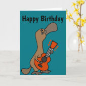 Funny Duck Billed Platypus Playing Guitar Karte (Gelbe Blume)