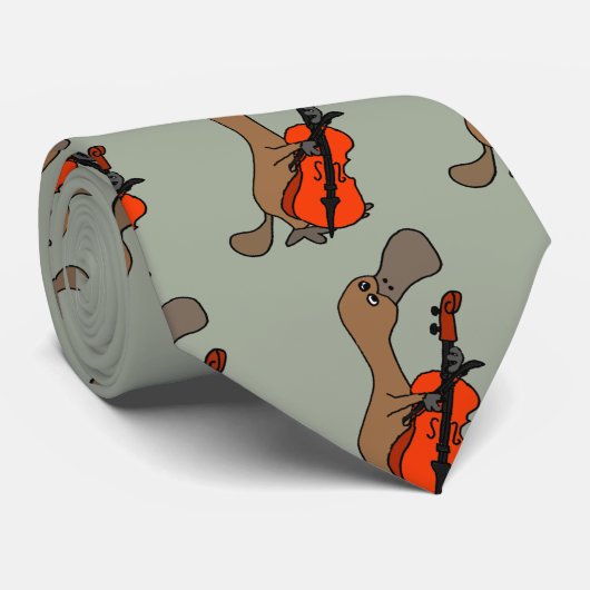 Funny Duck billed Platypus spielt Cello Music Krawatte (Gerollt)