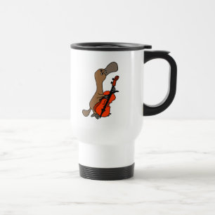Funny Duck billed Platypus spielt Cello Music Reisebecher