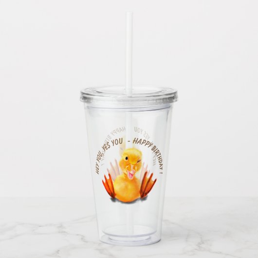 Funny Duck Birthday Acrylic Tumbler Acryltrinkbecher (Vorderseite)