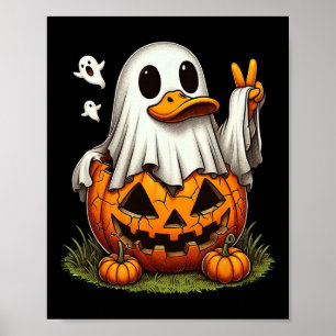 Funny Duck Boo Halloween Ghost Damen Mens Kinder K Poster