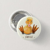 Funny Duck Button Smlie - Benutzerdefinierter Text (Vorne & Hinten)