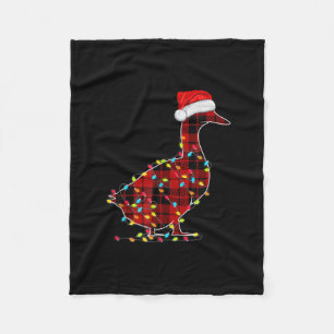Funny Duck Christmas Light Red Kariert Matching Fleecedecke