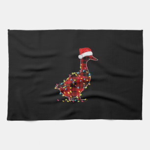Funny Duck Christmas Light Red Kariert Matching Geschirrtuch