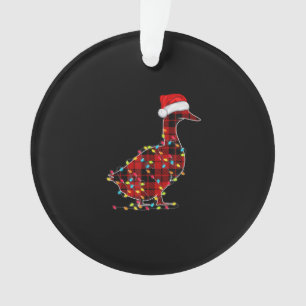 Funny Duck Christmas Light Red Kariert Matching Ornament