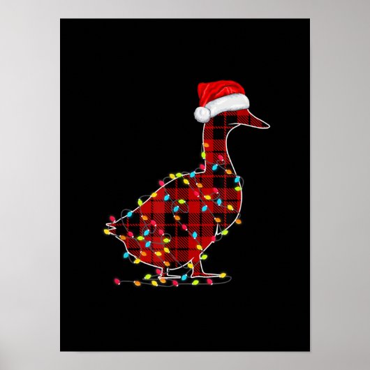 Funny Duck Christmas Light Red Kariert Matching Poster (Vorne)