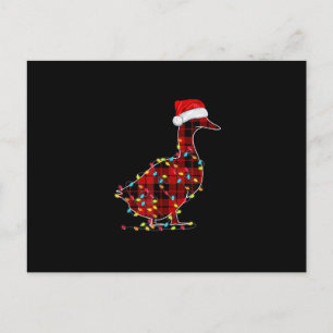 Funny Duck Christmas Light Red Kariert Matching Postkarte