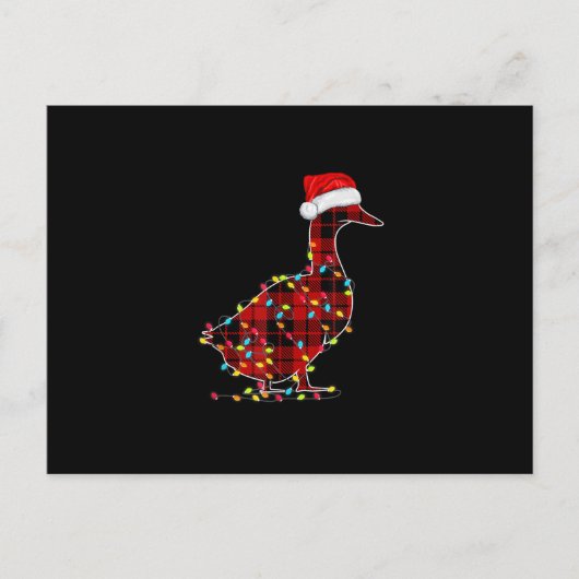 Funny Duck Christmas Light Red Kariert Matching Postkarte (Vorderseite)