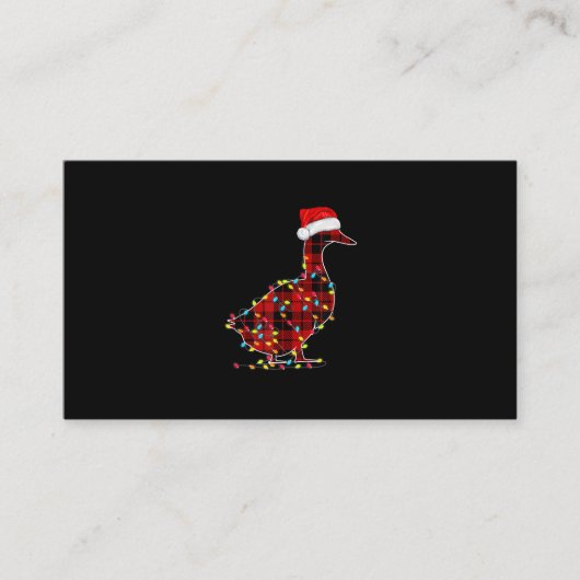 Funny Duck Christmas Light Red Kariert Matching Visitenkarte (Vorderseite)