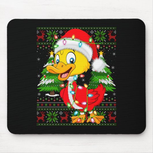 Funny Duck Christmas Lights Santa Costume Ugly Xma Mousepad (Vorne)