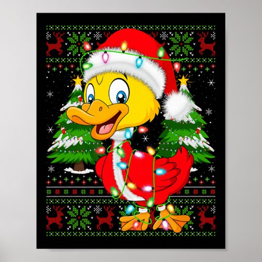 Funny Duck Christmas Lights Santa Costume Ugly Xma Poster (Vorne)