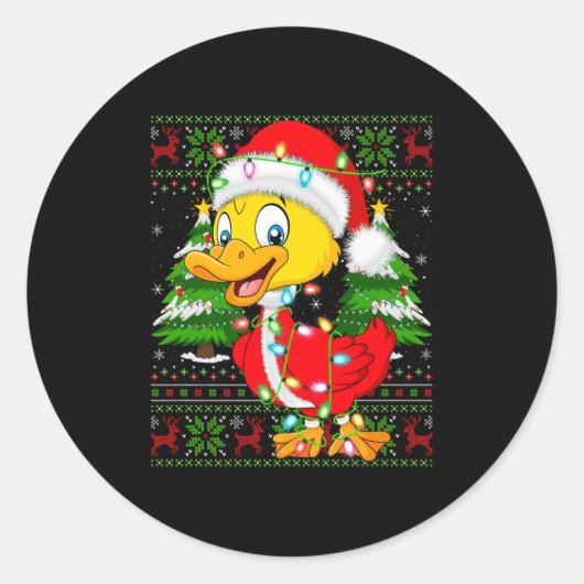 Funny Duck Christmas Lights Santa Costume Ugly Xma Runder Aufkleber (Vorderseite)