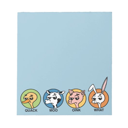 FUNNY DUCK COW PIG UND RABBIT NOTEPAD NOTIZBLOCK (Vorderseite)