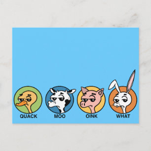 FUNNY DUCK COW PIG UND RABBIT POSTCARD POSTKARTE