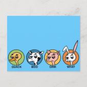 FUNNY DUCK COW PIG UND RABBIT POSTCARD POSTKARTE (Vorderseite)