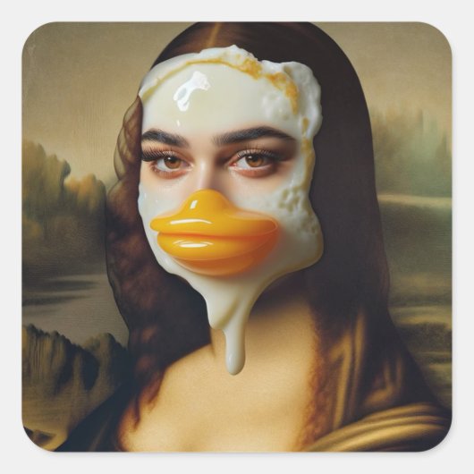 Funny Duck Face Egg Mona Quadratischer Aufkleber (Vorderseite)