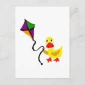 Funny Duck Flying Colorful Kite Postkarte (Vorderseite)