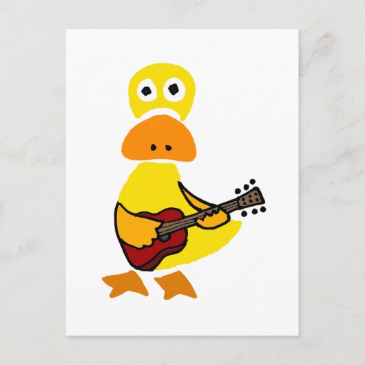 Funny Duck Gitarre spielen Primitive Art Postkarte (Vorderseite)