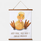 Funny Duck Hangband - Benutzerdefinierter Text Wandteppich Mit Holzrahmen (Vorderseite)