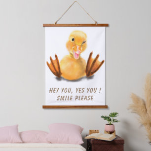 Funny Duck Hangband - Benutzerdefinierter Text Wandteppich Mit Holzrahmen