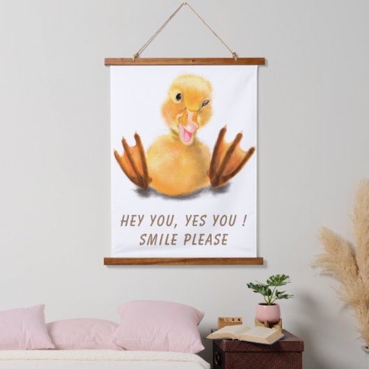 Funny Duck Hangband - Benutzerdefinierter Text Wandteppich Mit Holzrahmen (Schlafzimmer)