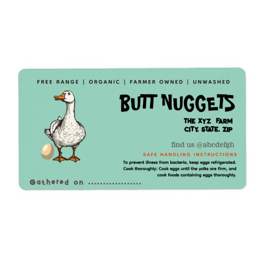 Funny Duck Hintern Nuggets Eierkarton Etikett (Vorne)
