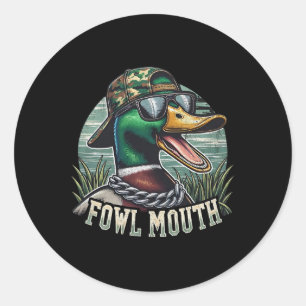 Funny Duck Hunter Shirt Fowl Mouth Duck Jagd Go Runder Aufkleber