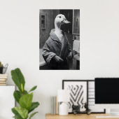 Funny Duck in Bathrobe Print, Quirky Bathroom Wall Poster (Heimbüro)