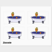 Funny Duck in einem Badewanne Cartoon Rechteckiger Aufkleber (Blatt)
