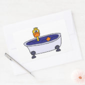 Funny Duck in einem Badewanne Cartoon Rechteckiger Aufkleber (Umschlag)