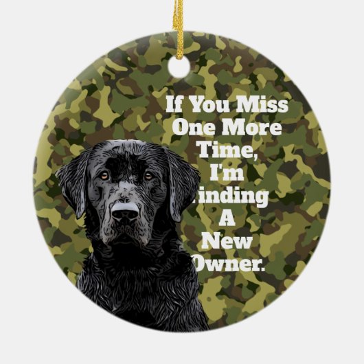 Funny Duck Jagd Black Lab Camouflage Weihnachten Keramik Ornament (Hinten)