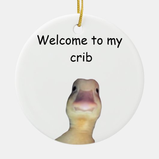 Funny Duck Meme – “Welcome to My Crib” Cute Animal Keramik Ornament (Vorne)