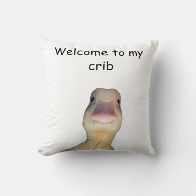 Funny Duck Meme – “Welcome to My Crib” Cute Animal Kissen (Vorderseite)